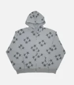 99 Based Star Print Zip Hoodie Grey (3)