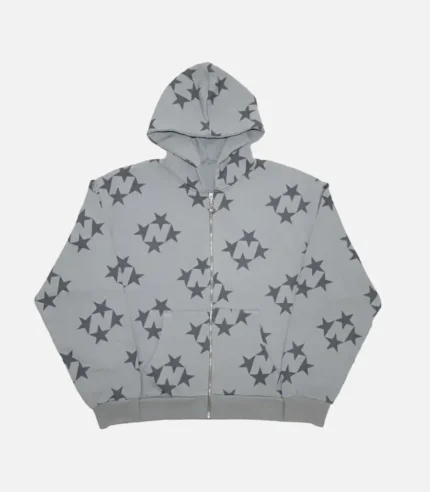 99 Based Star Print Zip Hoodie Grey (3)